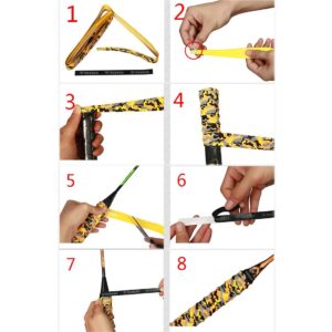 Abovehill Tennis Racket Grip Tape Keel Design Camouflage Non-Slip for Tennis Racket Badminton Racket Baseball Bat Bicycle Grip Fishing Rod Grip 9-Pack