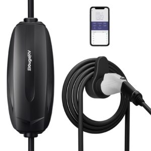 bougerv portable ev charger cable (16a, 25ft) evse electric vehicle charging station (nema6-20 with adapter for nema5-15)
