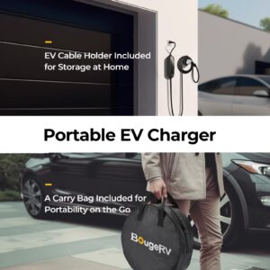 BougeRV Portable EV Charger Cable (16A, 25FT) EVSE Electric Vehicle Charging Station (NEMA6-20 with Adapter for NEMA5-15)