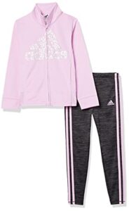 adidas girls' zip front peplum jacket and mélange tights set, clear lilac, 6