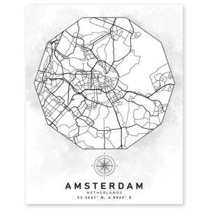 amsterdam netherlands aerial street map wall print - world geography classroom decor