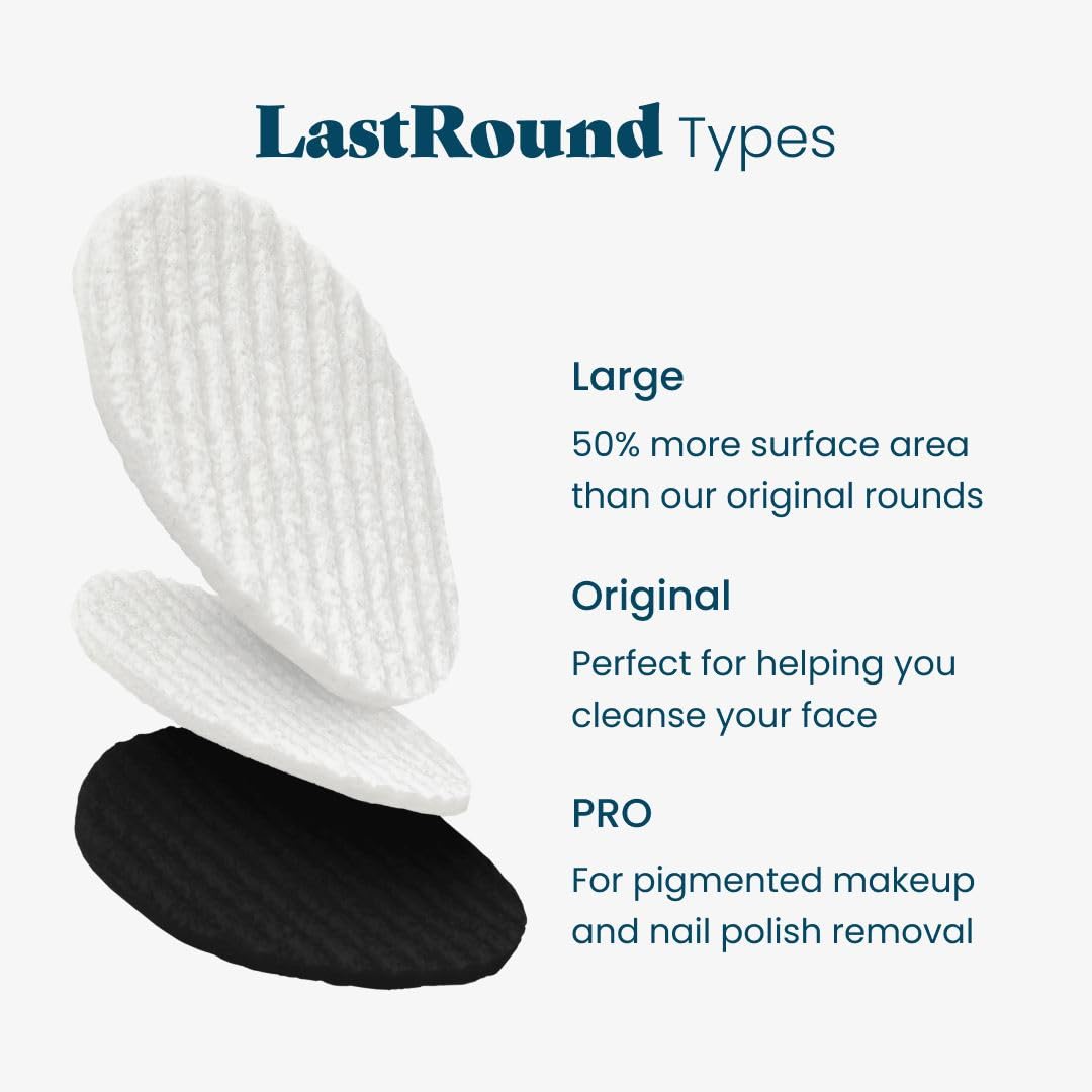 LastRound® 7 Sustainable Reusable Cotton Rounds for Facial Cleansing – Zero-Waste Eco-Friendly Makeup Remover Pads for All Skin Types with Travel Storage Case