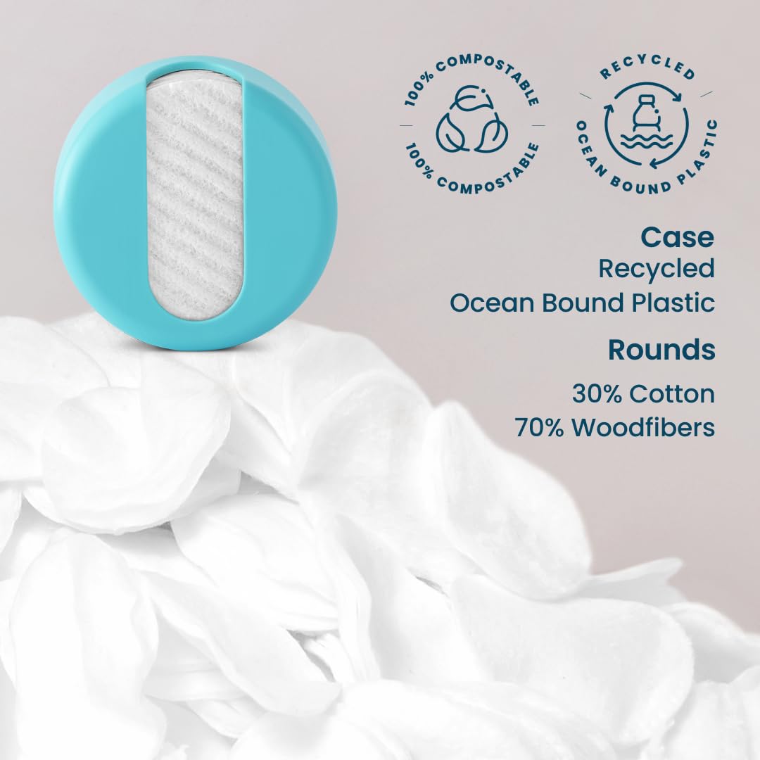 LastRound® 7 Sustainable Reusable Cotton Rounds for Facial Cleansing – Zero-Waste Eco-Friendly Makeup Remover Pads for All Skin Types with Travel Storage Case