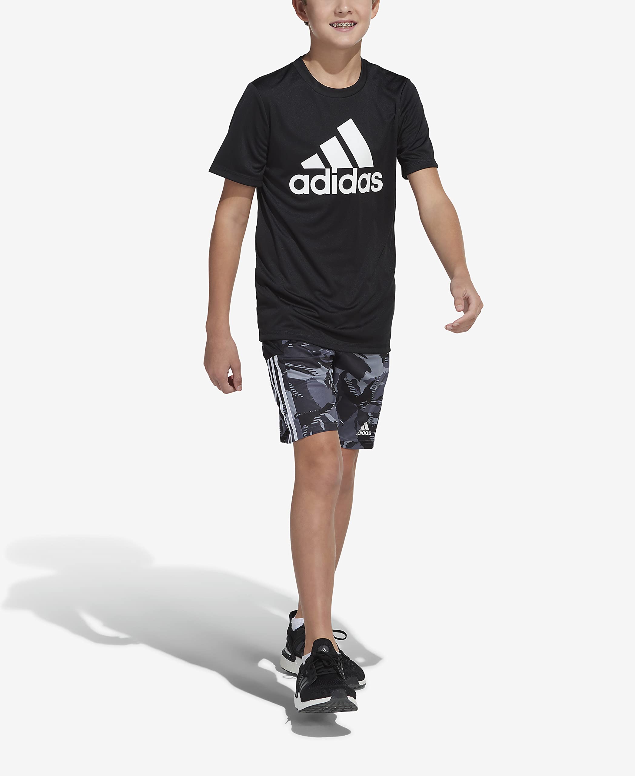 adidas Boys' AEROREADY Action Camo Shorts, Black, Small (8)