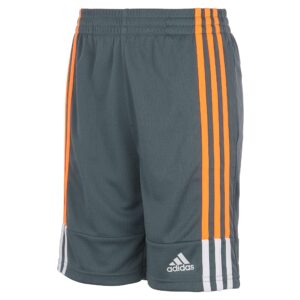 adidas boys' clashing 3-stripes shorts, grey/orange, medium (10/12)