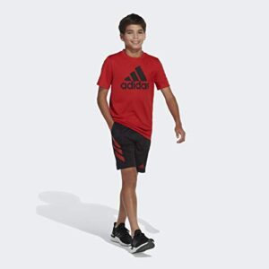 adidas Boys' AEROREADY Pro Sport 3-Stripes Shorts, Black with Vivid Red, Small (8)