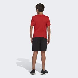 adidas Boys' AEROREADY Pro Sport 3-Stripes Shorts, Black with Vivid Red, Small (8)