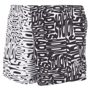 adidas girls' printed woven shorts, black, large