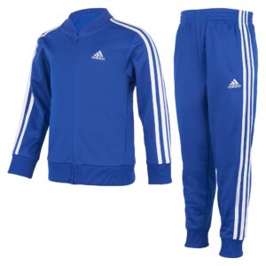 adidas boys' zip front classic tricot jacket and joggers set, team royal blue, 6