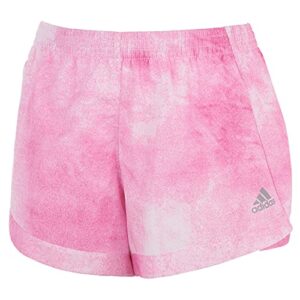 adidas girls' printed woven shorts, screaming pink, 6x