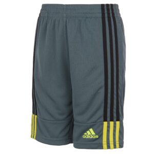 adidas boys' clashing 3-stripes shorts, blue oxide, large (14/16)