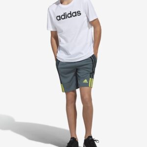 adidas Boys' Clashing 3-Stripes Shorts, Blue Oxide, Large (14/16)