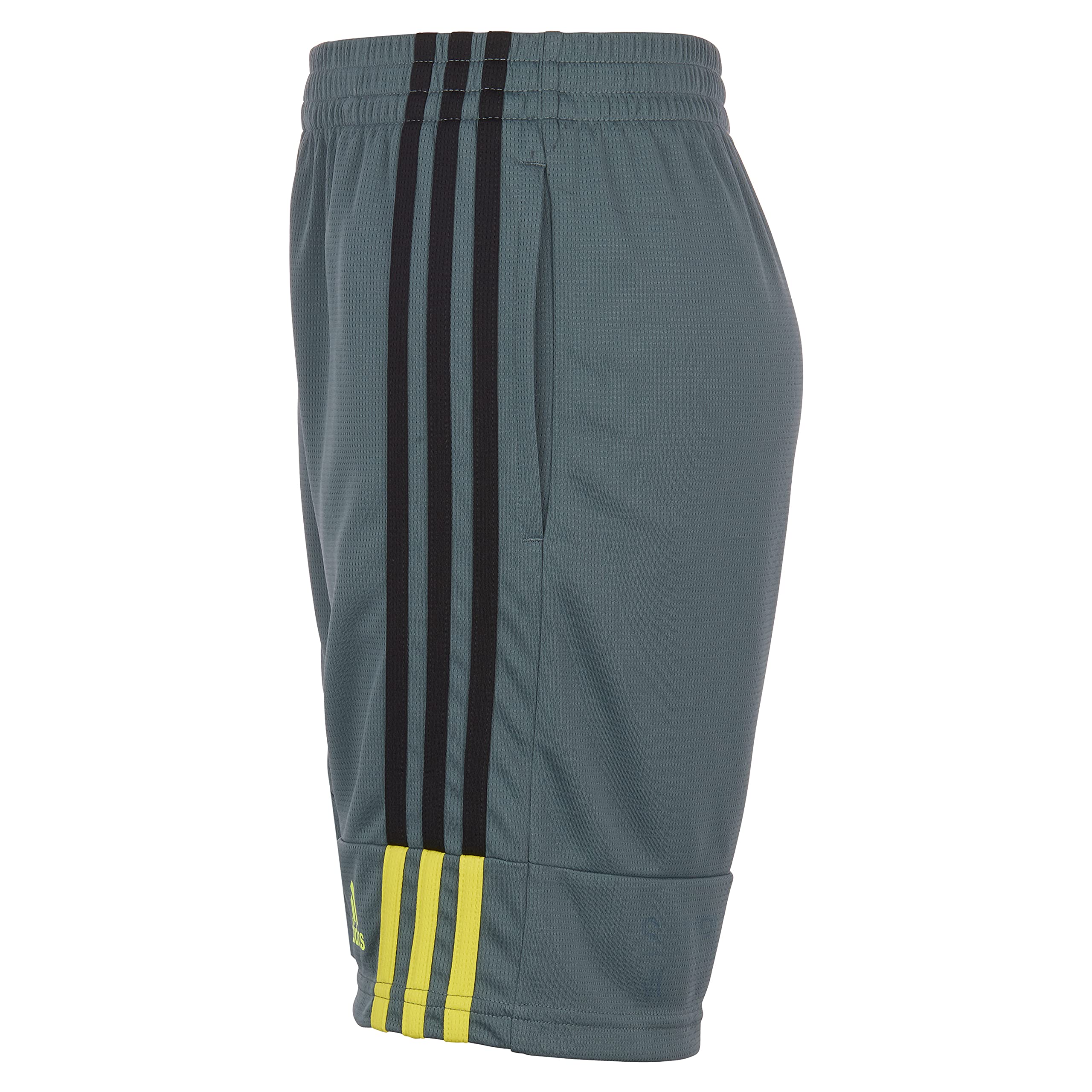 adidas Boys' Clashing 3-Stripes Shorts, Blue Oxide, Large (14/16)