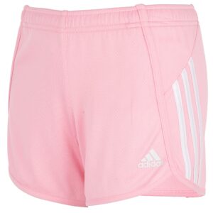 adidas girls' stripe mesh shorts, light pink, large