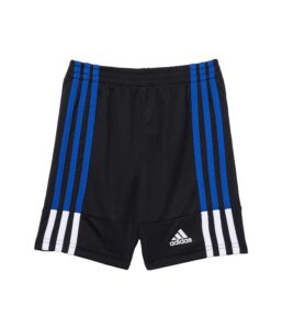 adidas boys clashing 3-stripes shorts, black with team royal blue, 4-8 years us
