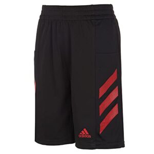 adidas boys' aeroready pro sport 3-stripes shorts, black with vivid red, x-large (18/20)