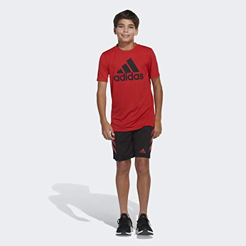 adidas Boys' AEROREADY Pro Sport 3-Stripes Shorts, Black with Vivid Red, X-Large (18/20)