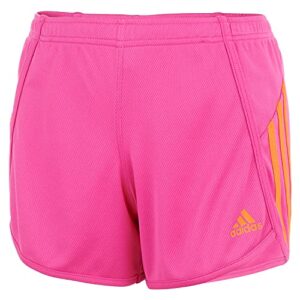 adidas girls' stripe mesh shorts, screaming pink, large