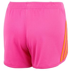 adidas Girls' Stripe Mesh Shorts, Screaming Pink, Large