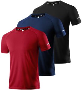 boyzn 3 pack workout shirts for men, moisture wicking quick dry active athletic men's gym performance t shirts black/navy/red-3p01-l