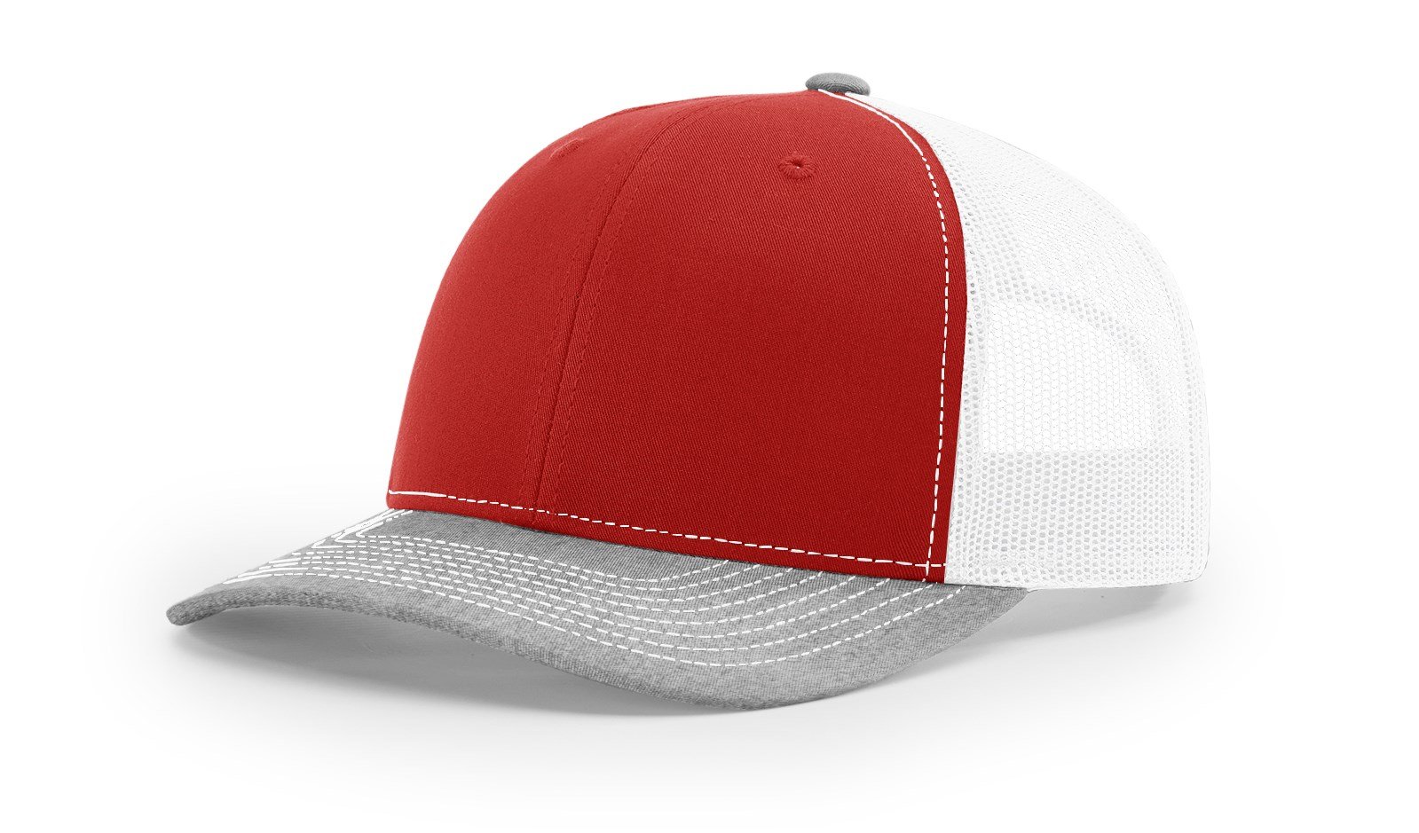 RICHARDSON 112 Trucker OSFA Baseball HAT Ball Cap Red/White/Heather Grey