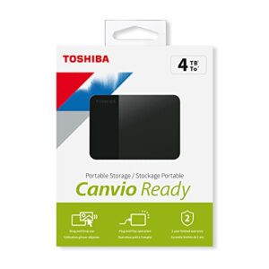 Toshiba 4TB Canvio Ready – 2.5 inch Portable External Hard Drive with SuperSpeed USB 3.2 Gen 1, Compatible with Microsoft Windows 7, 8 and 10, Black (HDTP340EK3CA)