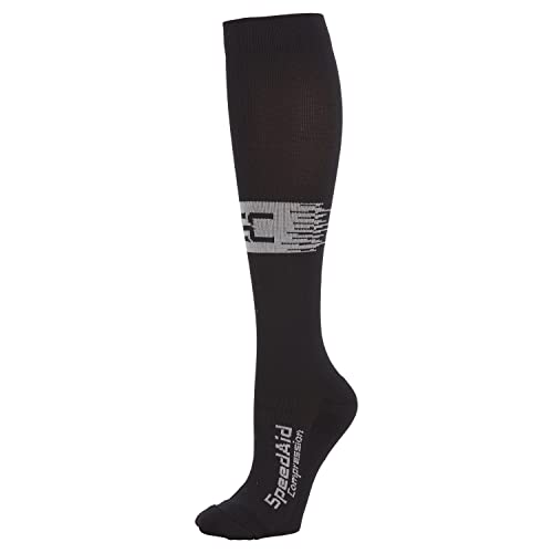 SpeedAid Compression Socks for Men & Women Knee-high Graduated Stockings 20-30mmHg | Black/Grey - Medium