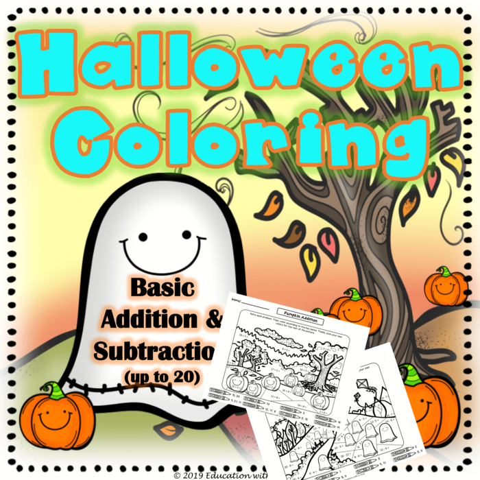 Halloween Fall Math Coloring Basic Facts: Addition and Subtraction