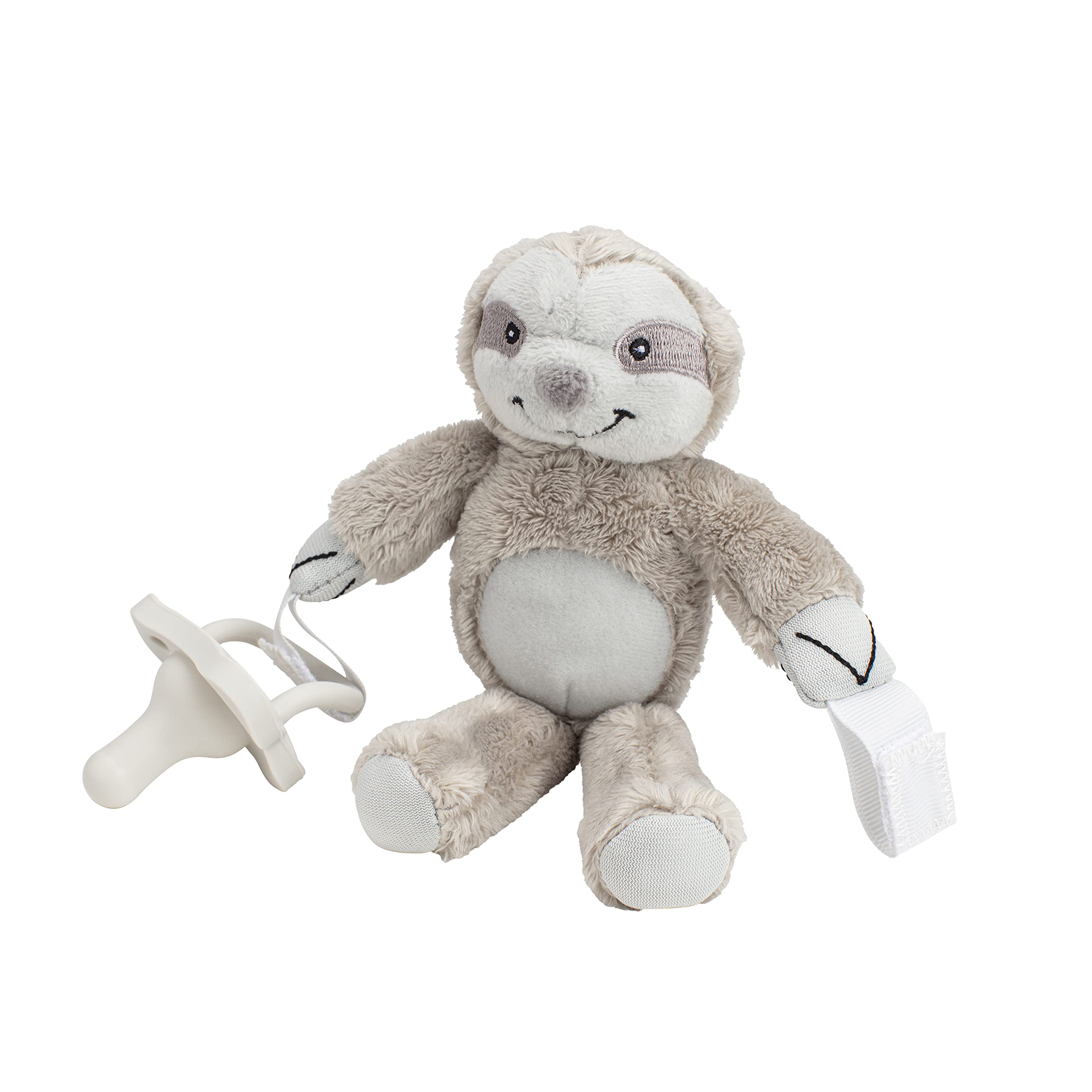 Dr. Brown's Baby Lovey Pacifier and Teether Holder, Sloth with Gray HappyPaci, 100% Silicone, 0-6m