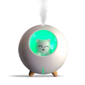 upgraded ultrasonic ultra-quiet usb cute cool mist mini humidifier, for kids baby nursery bedroom, 7-color lights 2 mist mode auto shutoff whisper silent small cute humidifier (220ml, white)