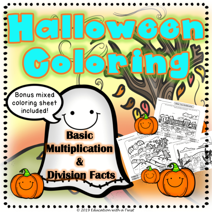 Halloween Fall Math Coloring Basic Facts: Multiplication and Division