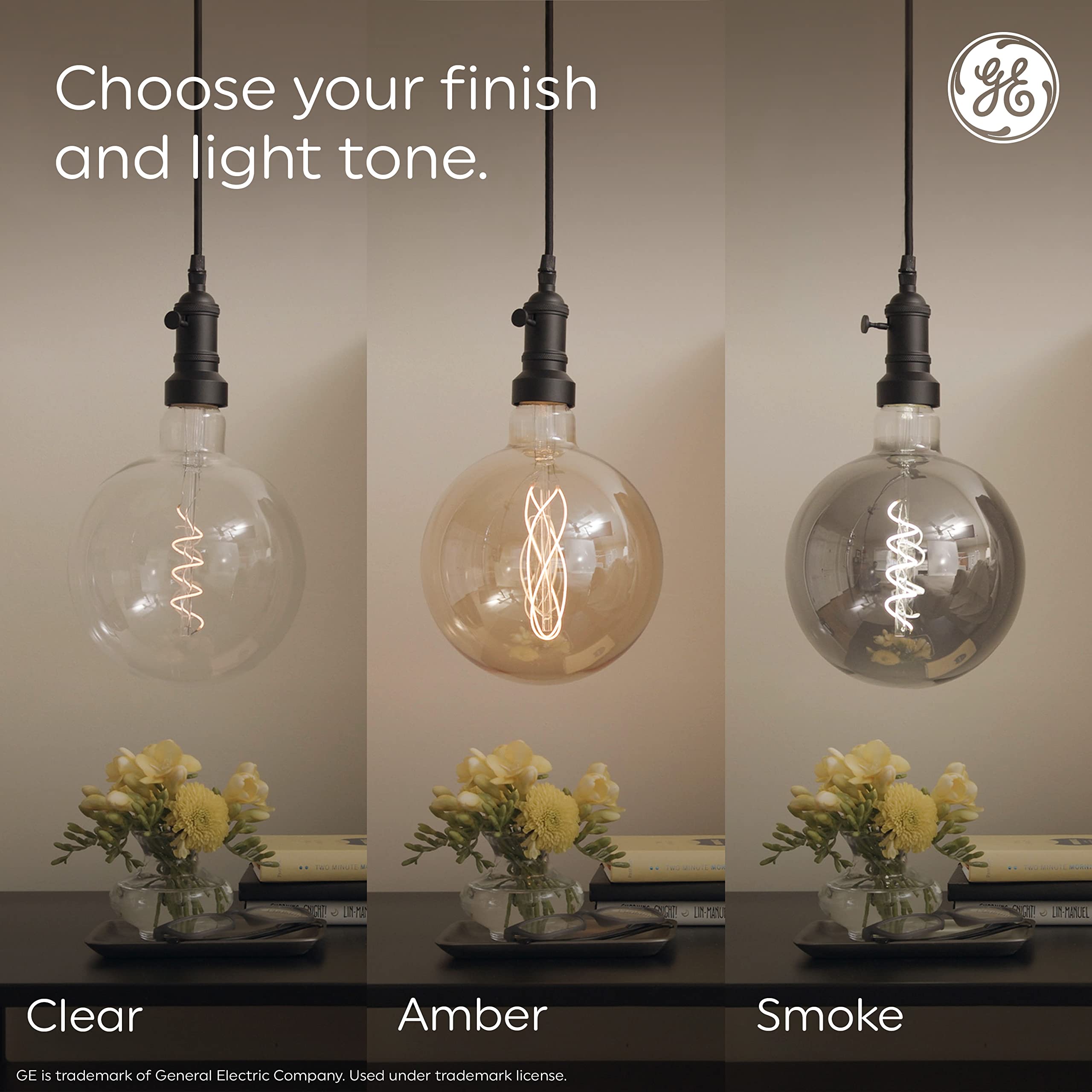 GE Vintage Style LED Light Bulb, 40 Watt, Amber Finish, G63 Large Globe Bulb (1 Pack)