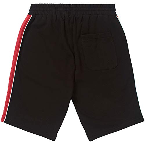 LRG Men's 47 Icon Drawstring SweatShorts with Pockets, Black/Red, Large