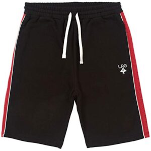 lrg men's 47 icon drawstring sweatshorts with pockets, black/red, large