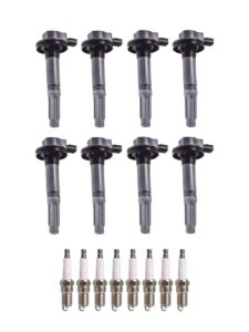 ena set of 8 ignition coil pack and 8 platinum spark plug 5.0 compatible with ford f150 mustang v8 5.0l 2011 2012 2013 2014 2015 2016 replacement for c1802 uf622 dg542 sp548