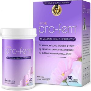 hpd rx pro-fem #1 vaginal health probiotic | vaginal probiotics | clinically proven to promote yeast & ph balance, urinary tract health | feminine probiotics | works in 7 days | 30 capsules | 1 pack