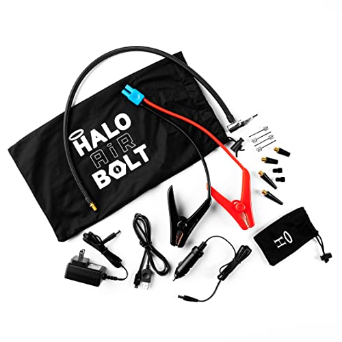 Halo Automotive Bolt Air 58830 mWh Portable Emergency Power Kit with Tire Pump, 4 Interchangeable Air Nozzles, Extra Accessory Kit, Car Jump Starter, and Car Charger - Camouflage