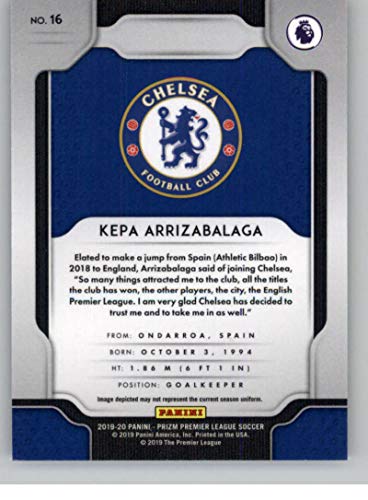 2019-20 Panini Prizm Premier League #16 Kepa Arrizabalaga Chelsea FC Soccer Card