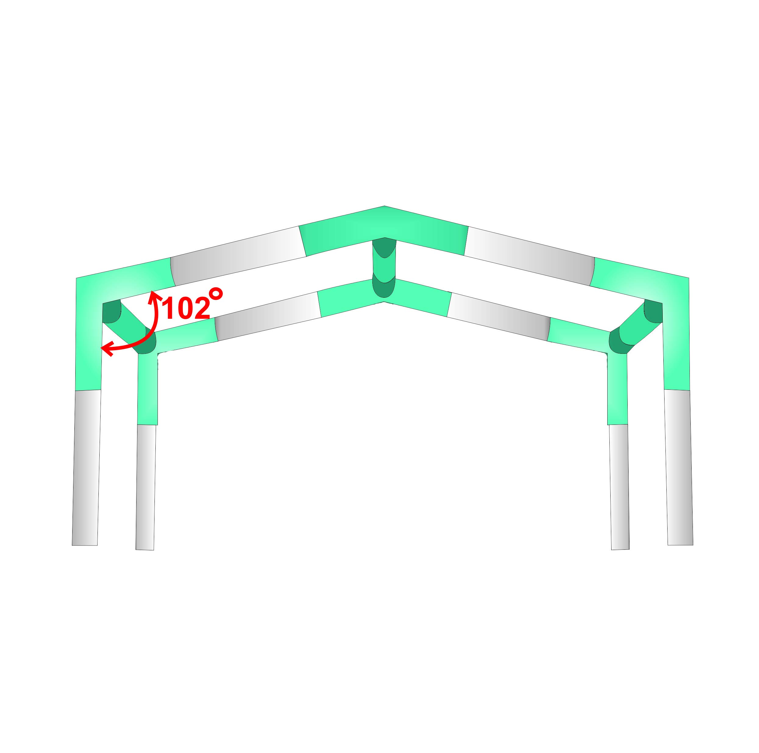 INS Import Canopy Fittings Kit Low Peak Frame Carport Connectors, Full Set for 6, 8, 10 Legs, Choose Size (for 4 Legs)