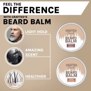 Beard Balm 2 pack - Tobacco Vanilla Beard Balm - Cedar Leather Beard Balm - 2oz Each - Best Beard Balm