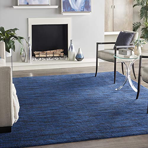 Nourison Essentials Indoor/Outdoor Midnight Blue 7' x 10' Area Rug, Easy Cleaning, Non Shedding, Bed Room, Living Room, Dining Room, Backyard, Deck, Patio (7x10)