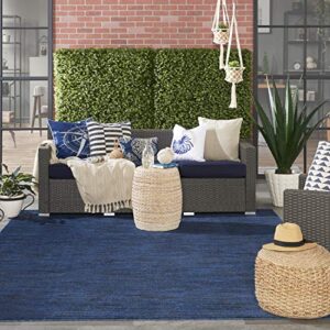 Nourison Essentials Indoor/Outdoor Midnight Blue 7' x 10' Area Rug, Easy Cleaning, Non Shedding, Bed Room, Living Room, Dining Room, Backyard, Deck, Patio (7x10)