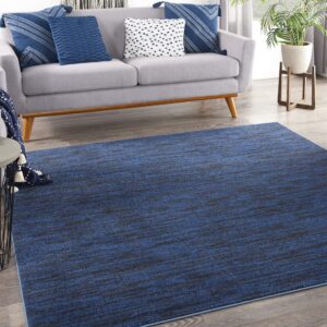 nourison essentials indoor/outdoor midnight blue 7' x square area rug, easy cleaning, non shedding, bed room, living room, dining room, backyard, deck, patio (7 square)