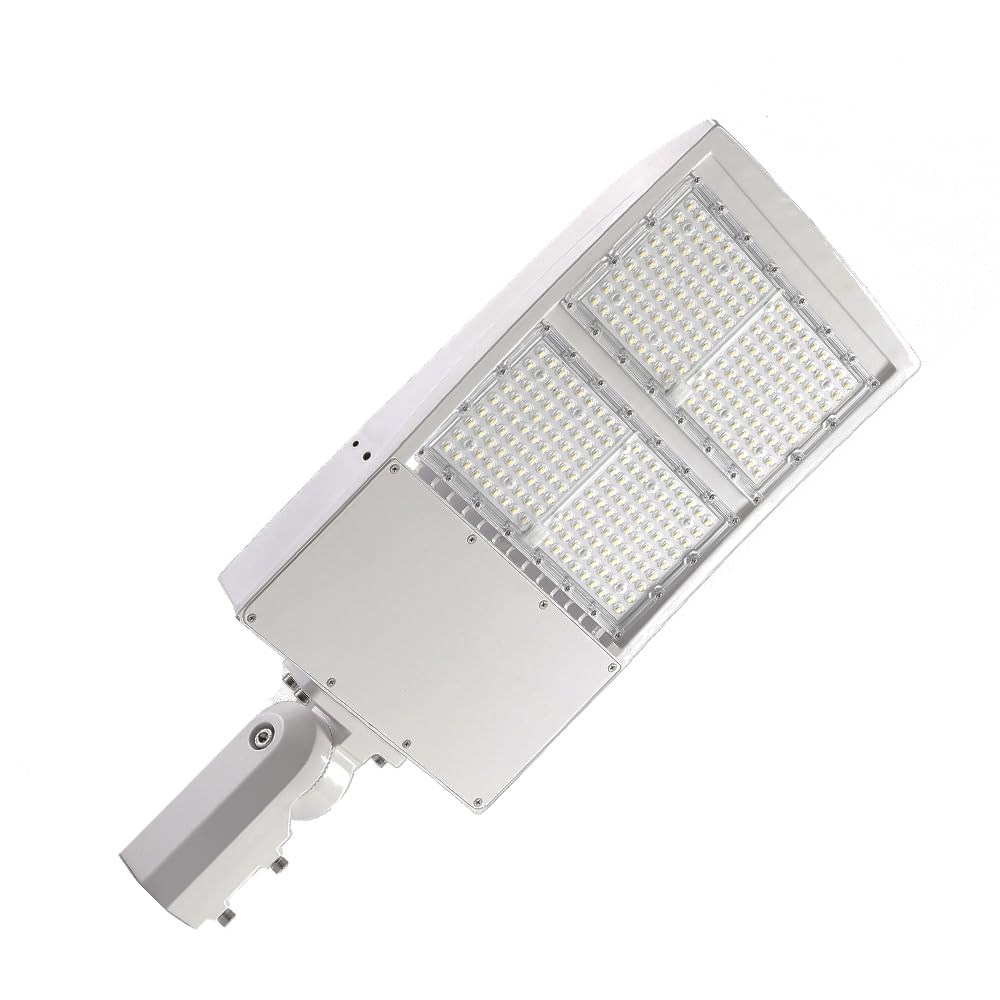 CHIUER 300W White High Voltage 480v LED Shoebox Area Light Parking Lot Lighting Street Lamp Type III Distribution 5000k Daylight DLC Slip Fitter/Direct Mount/Trunnion Mount Optional