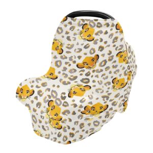 car seat covers for baby lion leopard nursing cover breastfeeding cover scarf, soft stretchy carseat canopy cover multi-use breathable stroller cover for baby boy girl gifts