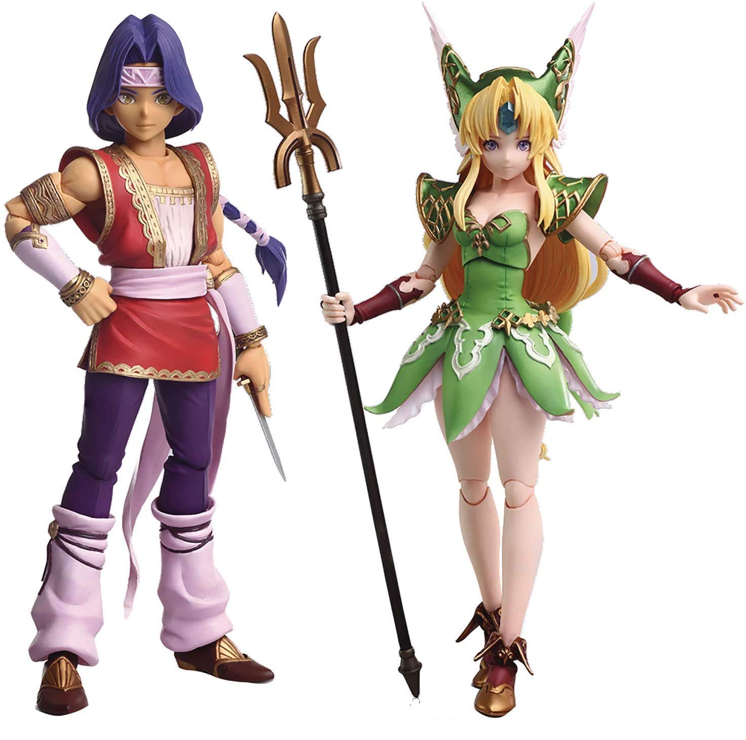 Square Enix Trials of Mana: Hawkeye & Riesz Bring Arts Action Figure Set, Multicolor