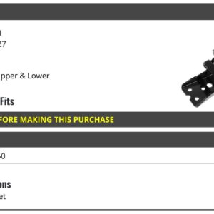 Marketplace Auto Parts Left Driver Side Upper and Lower Door Hinge 2 Piece Set - Compatible with 1980-1997 Ford F-250