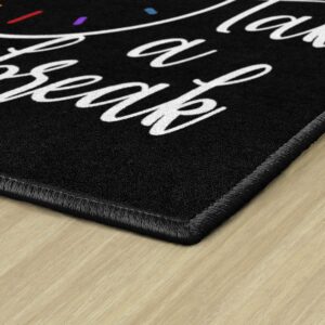 Flagship Carpets Take A Break Childrens Time Clock Classroom Entryway or Home Door Mat or Small Area Rug, 30" x 30", Black