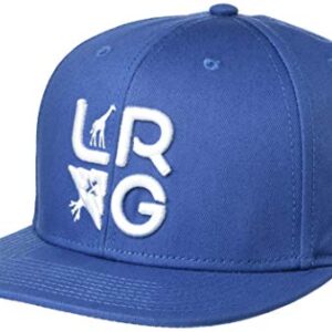 LRG Men's Lifted Research Group Logo Flat Bill Snapback Hat, White/Sapphire, One Size