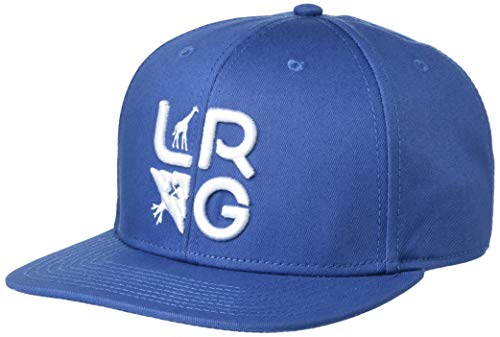 LRG Men's Lifted Research Group Logo Flat Bill Snapback Hat, White/Sapphire, One Size